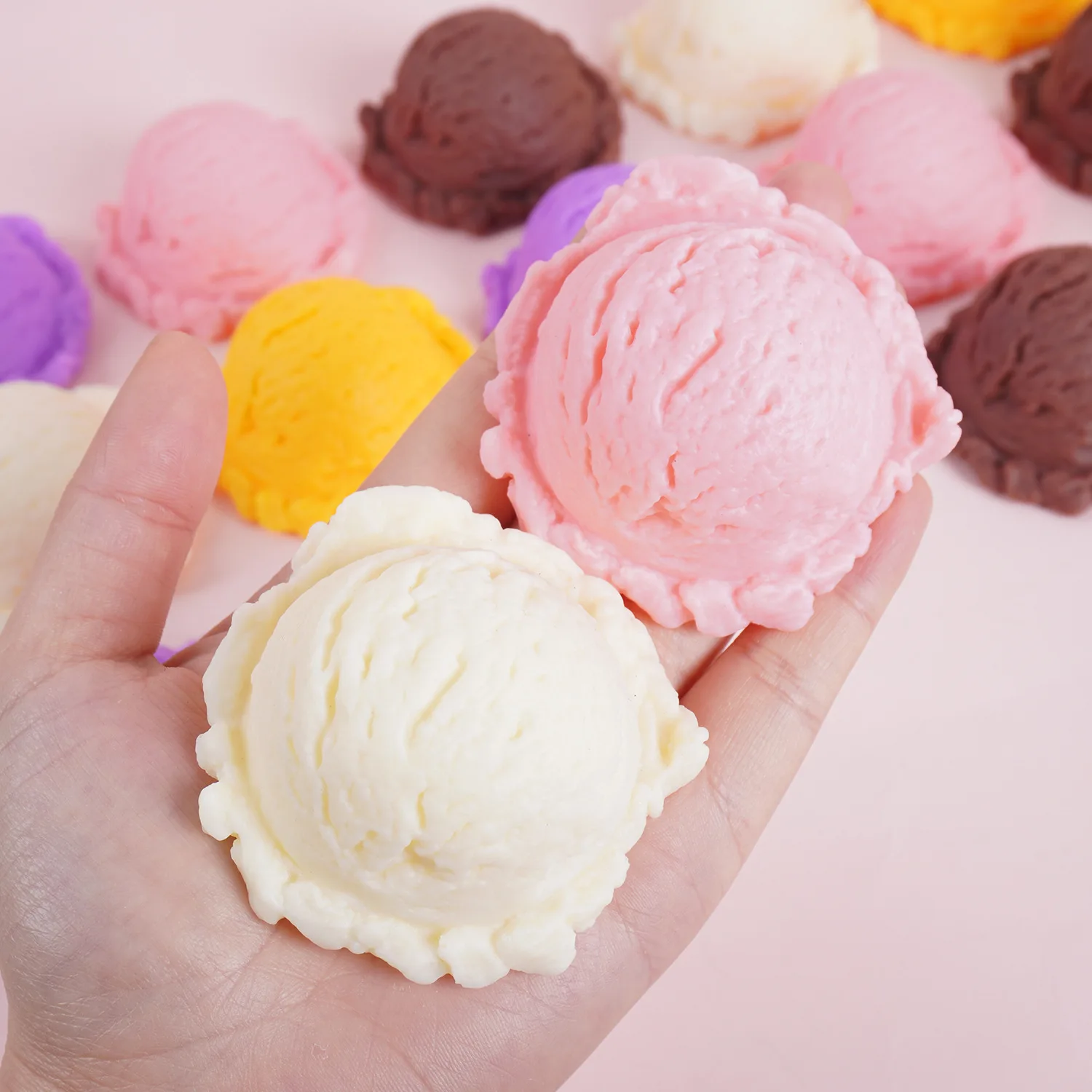 

PVC Simulation Ice Cream Ball Fake Food Model Artificial Multi Color Ice Cream Scoop Prop Dessert Shop Window Display Decoration