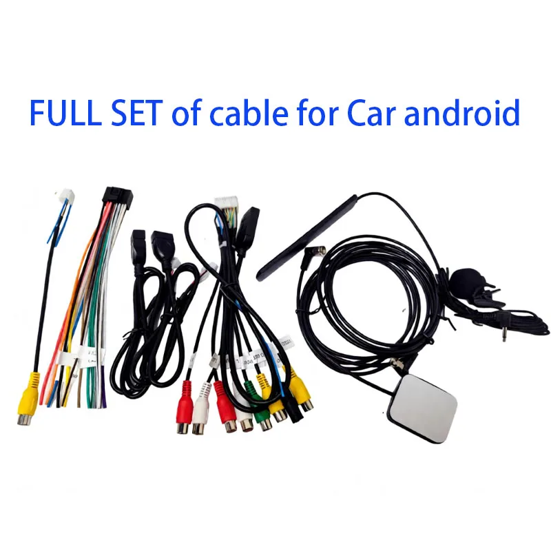 Universal 16 Pin Wiring Harness, USB Adapter, GPS Antenna, Video Audio RCA, Camera Input Cable, for Car Android System Head Unit