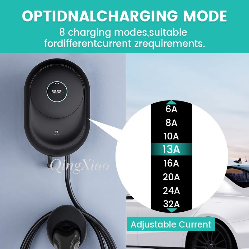 7Kw 32A Type 2 Ev Charger Smart Wallbox Ac Electric Vehicle Charging Station With Display For Home Fast Charging Ip65 Waterproof