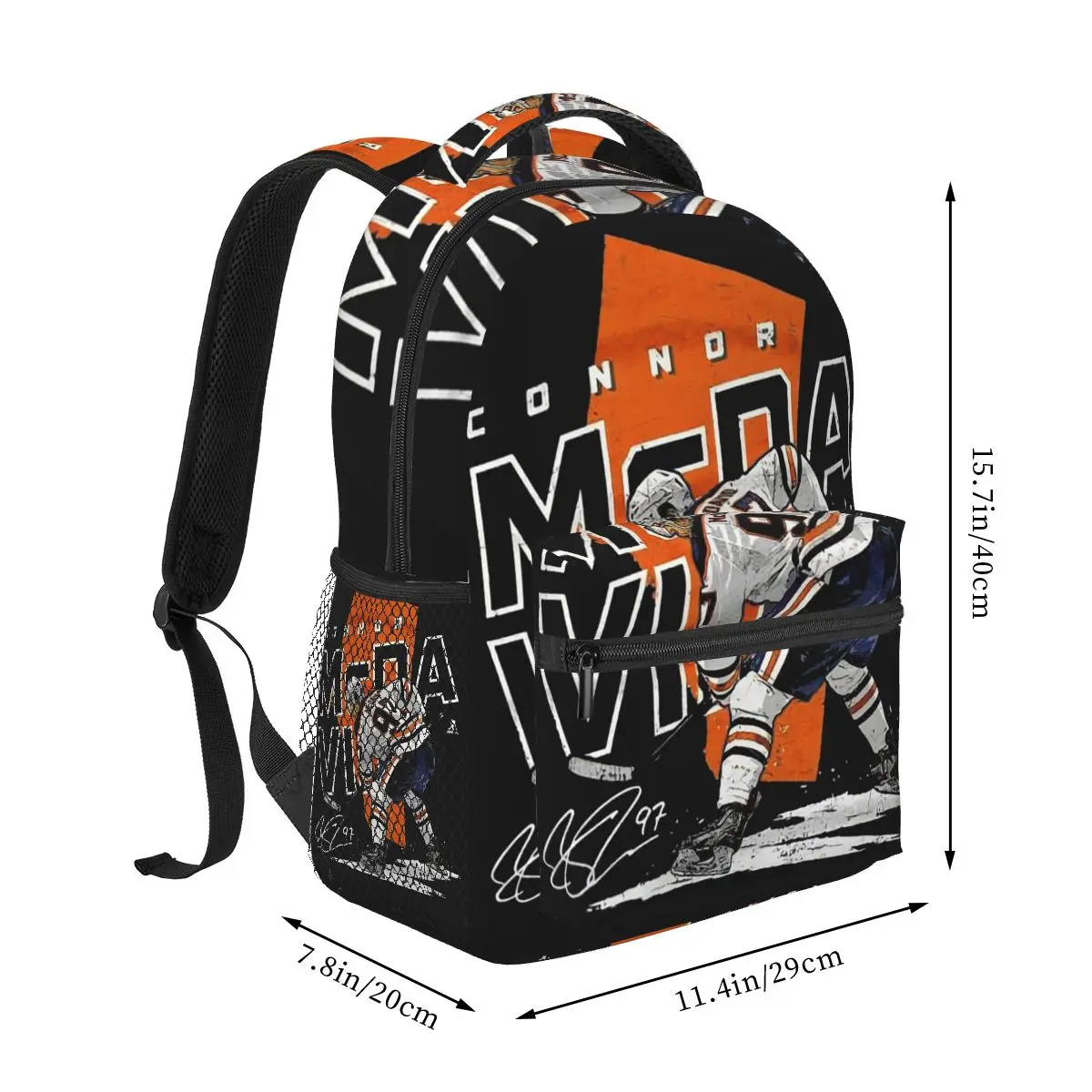 Connor McDavid 97 For Edmonton Oilers Fans Backpack Student Boys Girls BookBag School Bag Laptop Shoulder Bags for Men Women
