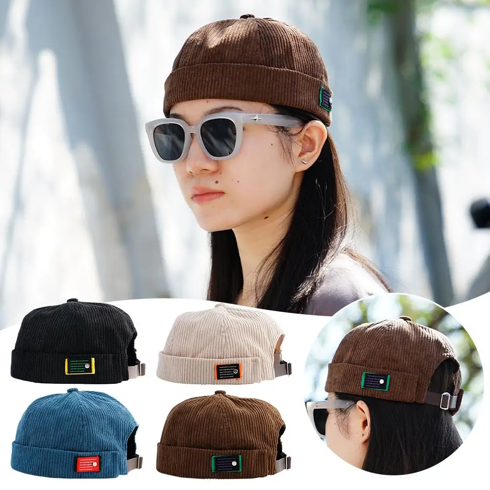 Male Brimless Docker Hat Casual Skullcap Retro No Visor Brim Harbour Sailor Hop Cap Watch Cuff Cap Beanie Caps Hat No Hip R M5V7