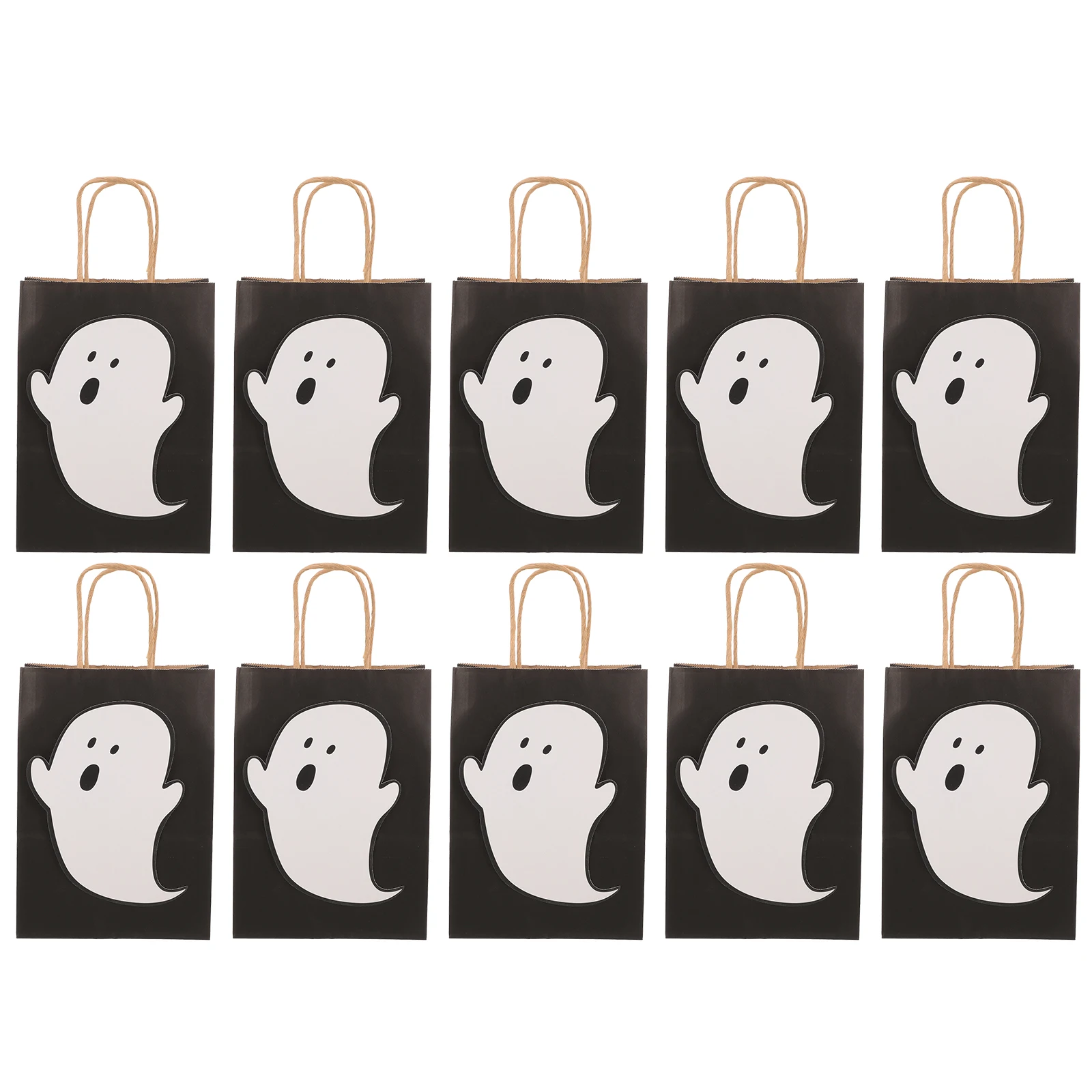 

10 Pcs Candy Bags Halloween Black Ghost DIY Treat Snack Storage Chocolate Biscuit Party Favor Gift Packaging Reusable Trick or
