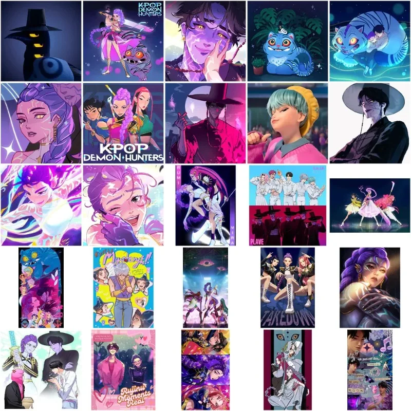 2025 مينيسو العلامة التجارية الجديدة المشاركة Kpop فيلم شيطان الصيادين هنتركس ساجا بنين ديربي النمر ملصقات مقاوم للماء لعبة من الفينيل هدايا الأطفال