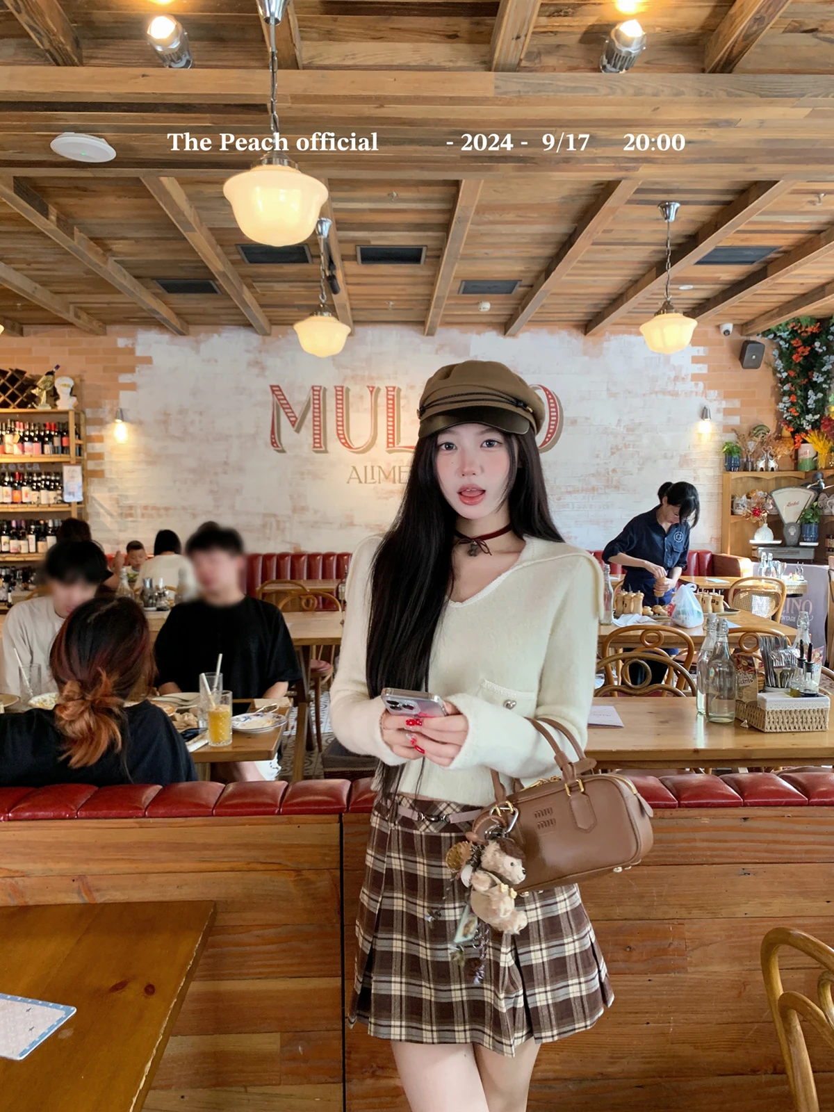 

Thepeachofficial Sweet Jennifer ort Woolen Sweater Women's Faion Sle V-ne Long Sve Commute Sle Autumn Faion