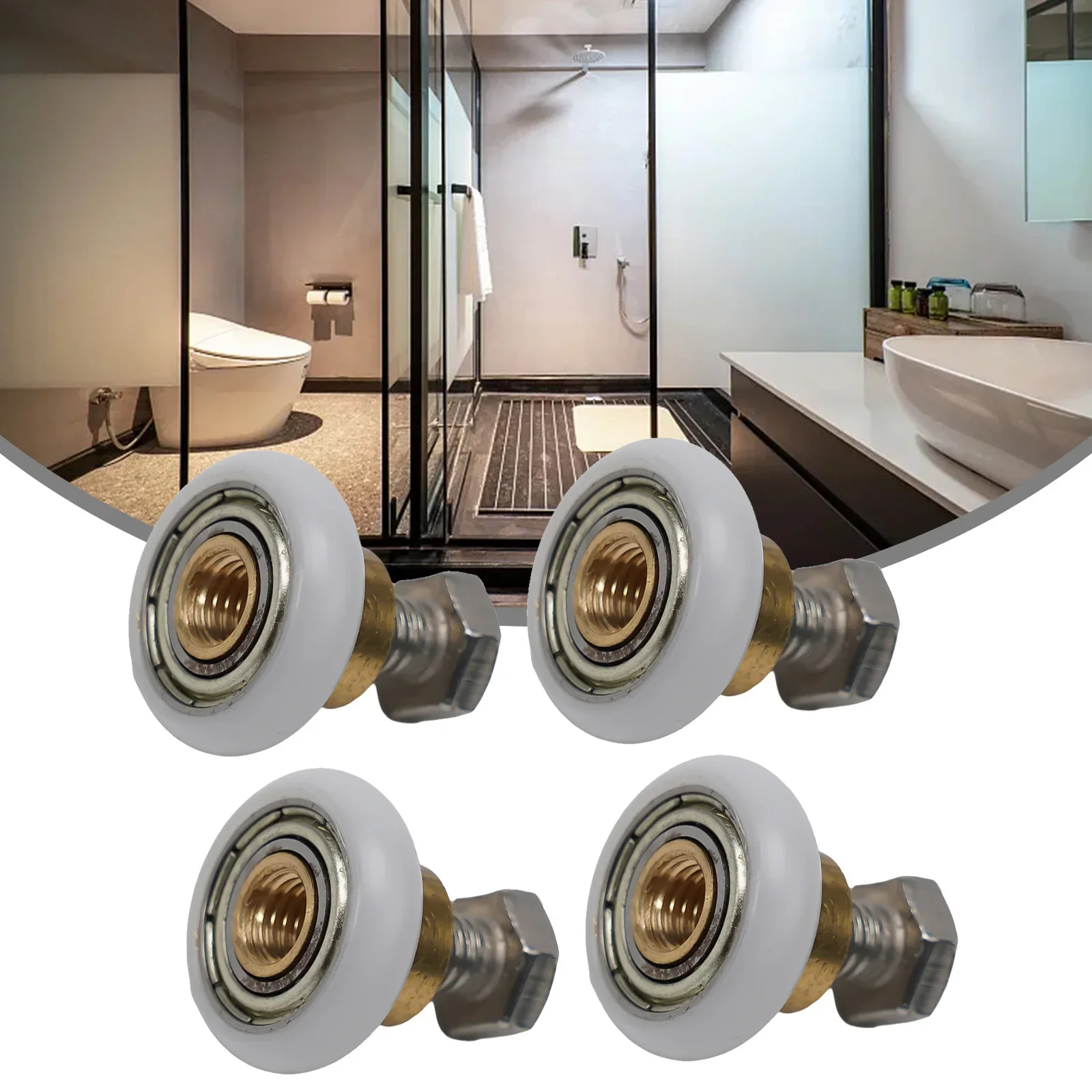 Glass Door Shower Door Rollers Bathroom Shower Room Pulley Sliding 20/23/25/27mm Copper Replacement With Screws