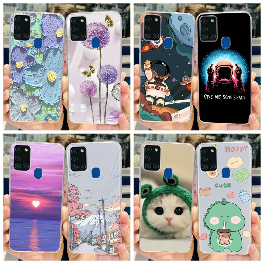 For Samsung Galaxy A21s Case SM-A217F Stylish Painted Cover Soft Slim Phone Case For Samsung A21s GalaxyA21s A 21 s Coque Bumper