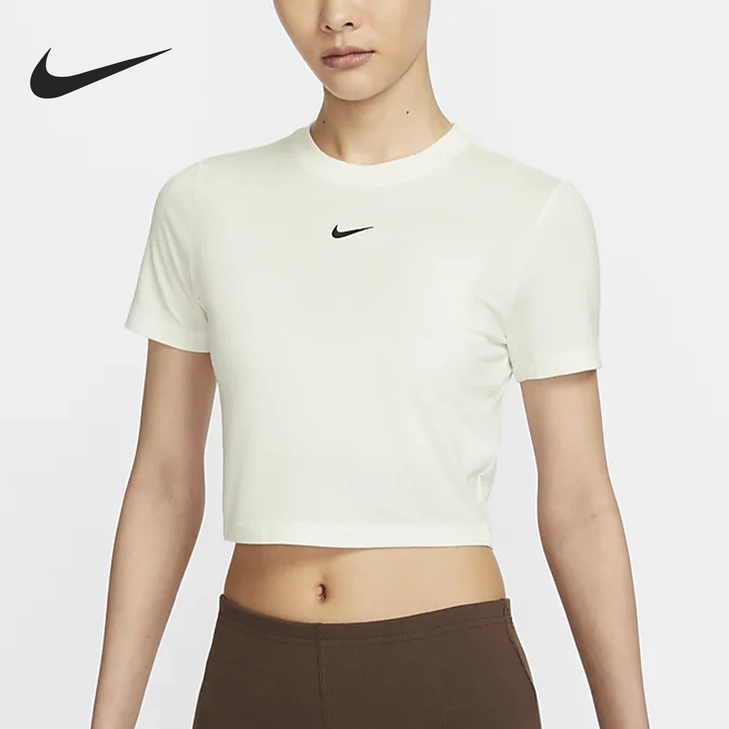 Camisa esportiva feminina genuína da Nike, nova coleção da estação, elegante, slim fit, respirável, de manga curta FB2874-629