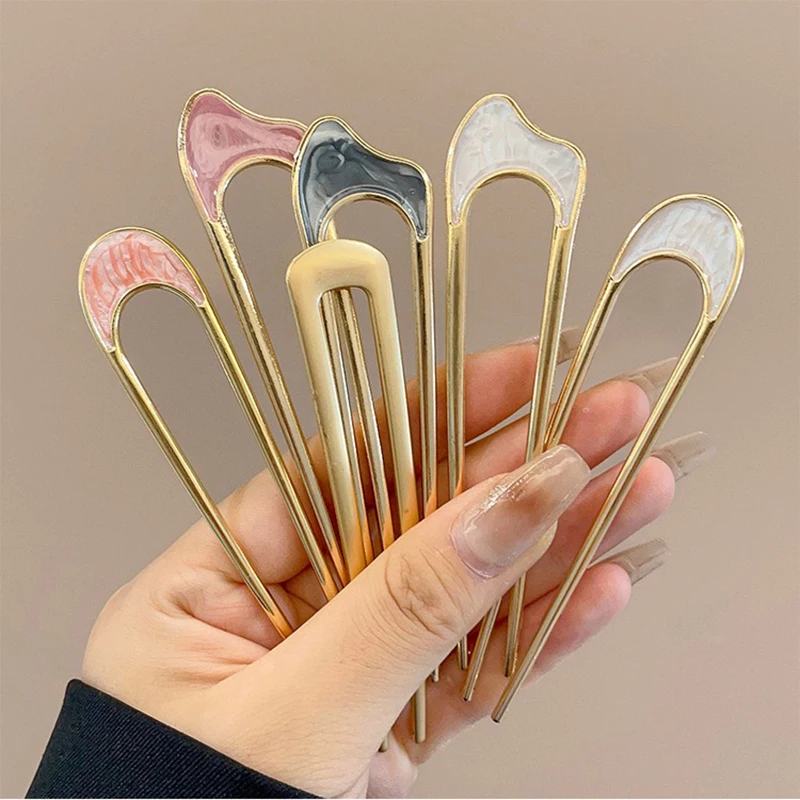 Shell Hairpin Metal U Shaped Hair Pins Hair Fork U French Hair Pin Simple And Fashionable Hair Accessories For Women