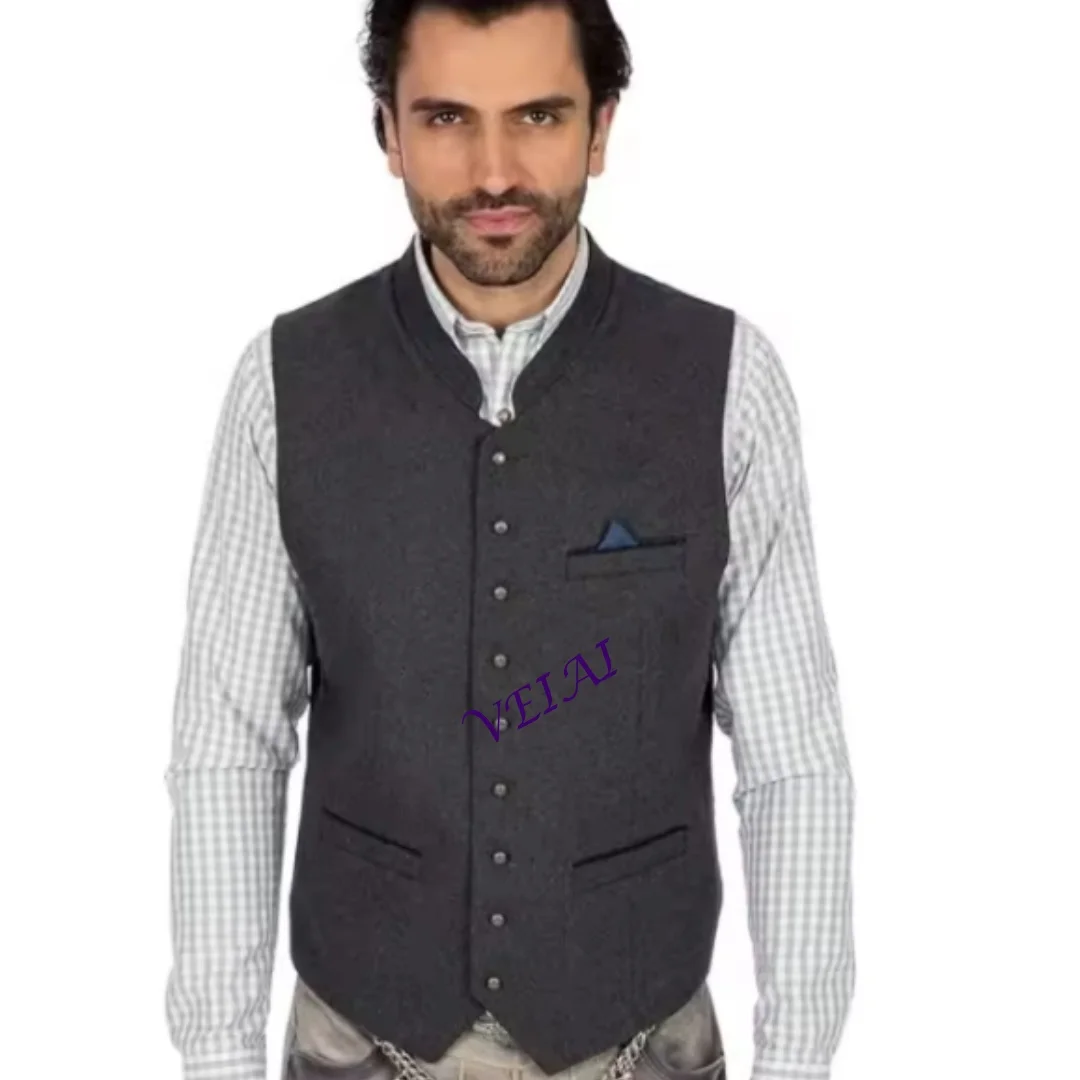 CustomizedStockerpoint Men's Lucio Slim Fit Business Suit Vest Formal Wool Blend Waistcoat for Office And Wedding Custom Tail