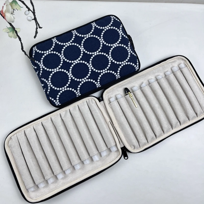 High-quality 20-pen Protective Case Embroidered Cotton Large-capacity Pen Case Portable Storage Zipper Pen Case 3020