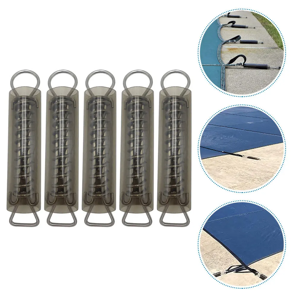 

5Sets Pool Cover Springs Stainless Steel Heavy Duty Springs with Protective PVC Sleeves for Pool Safety Covers