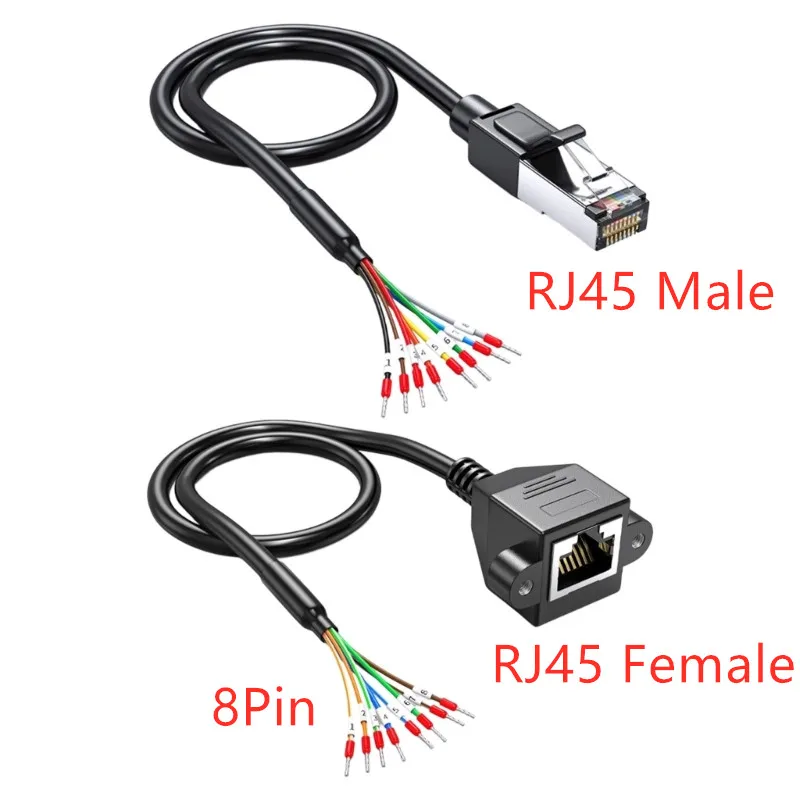 RJ45 Terminal Block 8Pin Connector Networking Ethernet RJ45 Male/Female To 8Pin Terminal Wire Parallel Port Connecting Cord