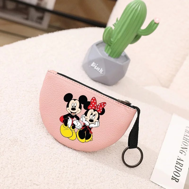 Mickey mouse carteira feminina disney anime dos desenhos animados pu couro macio pacote de dinheiro tendência pingente multifuncional bolsa de moedas bolsa de embreagem