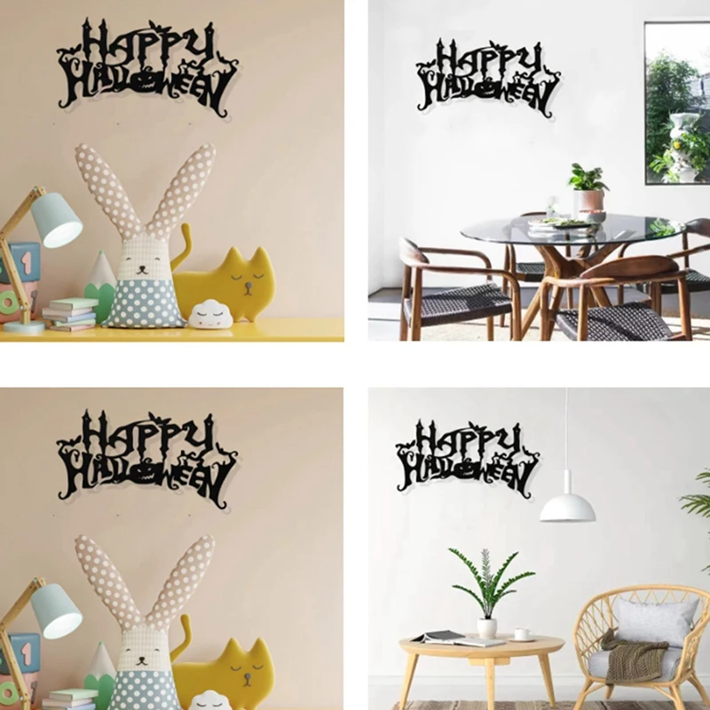 Halloween thema decor, kunst aan de muur decoraties, binnen woonkamer zwart klassiek kamer decor wand decor metalen muur opknoping-AT81