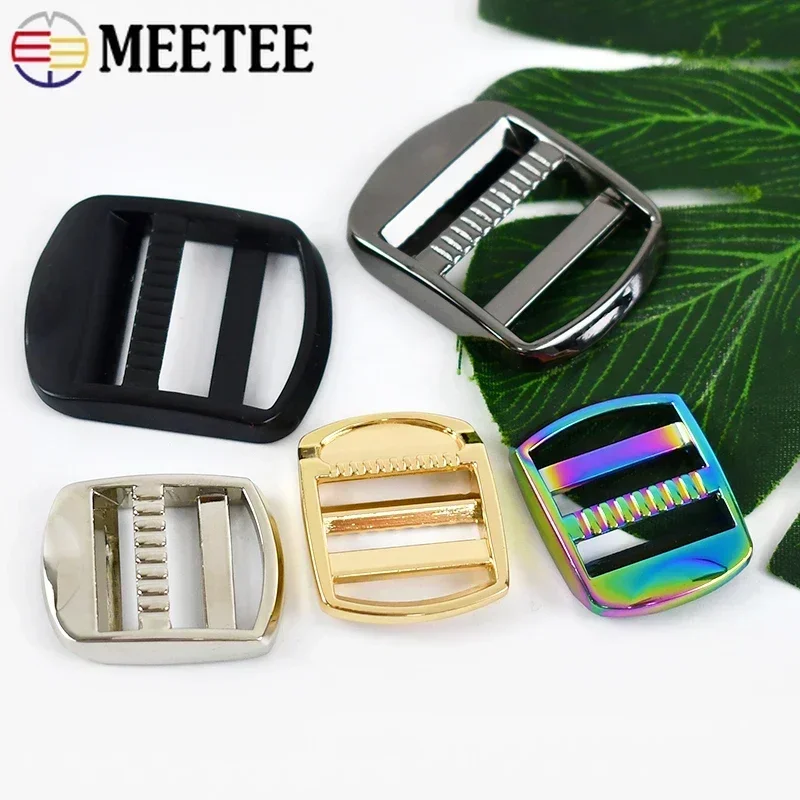 Meetee 2/4Pcs 19/25/32/38/50mm Metal Tri Glide Buckle Bag Strap Adjuster Hook Webbing Backpack Belt Clasp Hardware Accessories