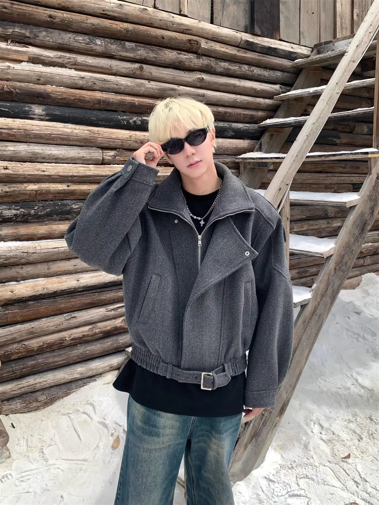 

Мужская шерстяная куртка Cleanfit в корейском стиле с стегаными наплечниками, осенне-зимняя повседневная верхняя одежда