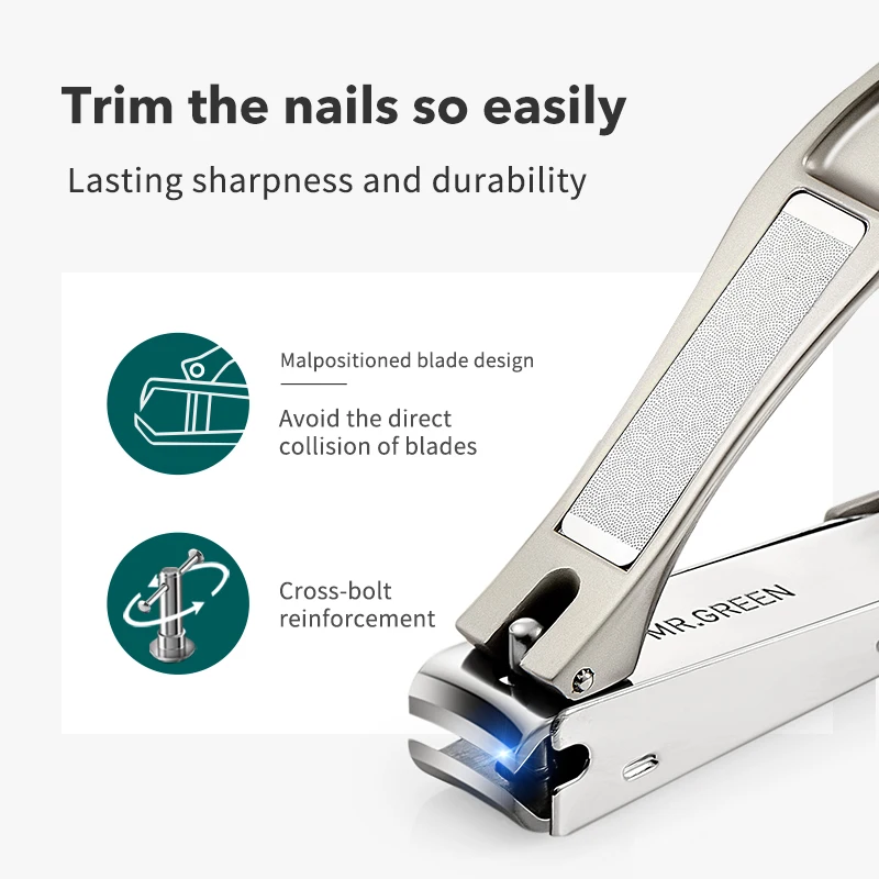MR.GREEN Nail Clippers Stainless Steel Anti Splash Fingernail Cutter Bionics Design Nail Trimmer Sharp Blade Manicure Pedicure