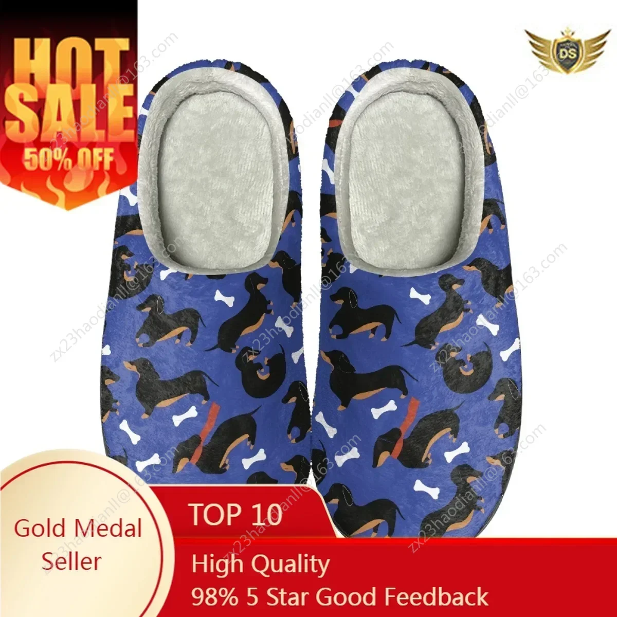 Dachshund Design Warm Cozy Men Cotton Slippers Non-Slip Women's Floor Slides Casual Comfortable House Slippers Print On Demand