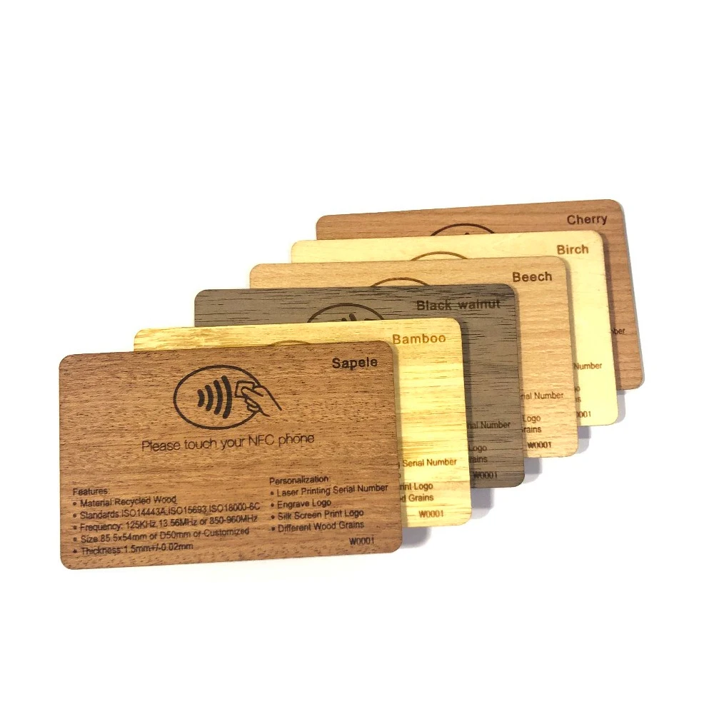 1Pc Wooden Card NFC 13.56MHZ RFID Tag 504Bytes 215Ntag Chip Membership Contactless Business Gift Social Recognition Lasercard