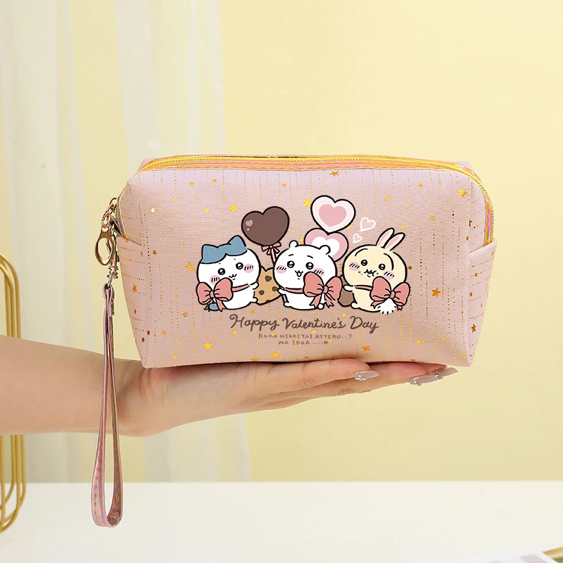 Chiikawas Hachiware Usagi Makeup Bag Kawaii Cartoon Cosmetic Pouch Women Portable Travel Toiletry Storage Bag Cosmetic Organizer