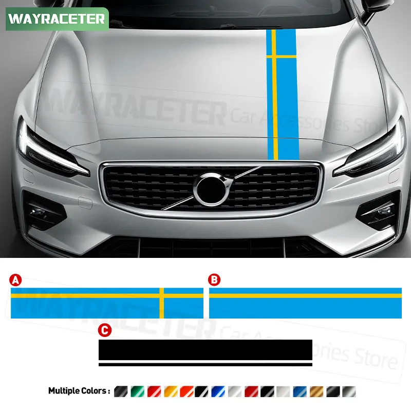 

Цельная наклейка на капот в полоску для Volvo XC70 2025 XC90 XC60 XC40 EX40 C30 C70 S80 S60 S40 V60 V50 V70 V90 Cross Country