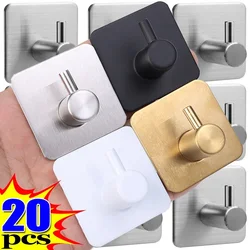 Strong Self Adhesive Hook Rack Stainless Steel Door Wall Hooks Towel Clothes Keys Hanger Home Bathroom Kitchen Storage Holders