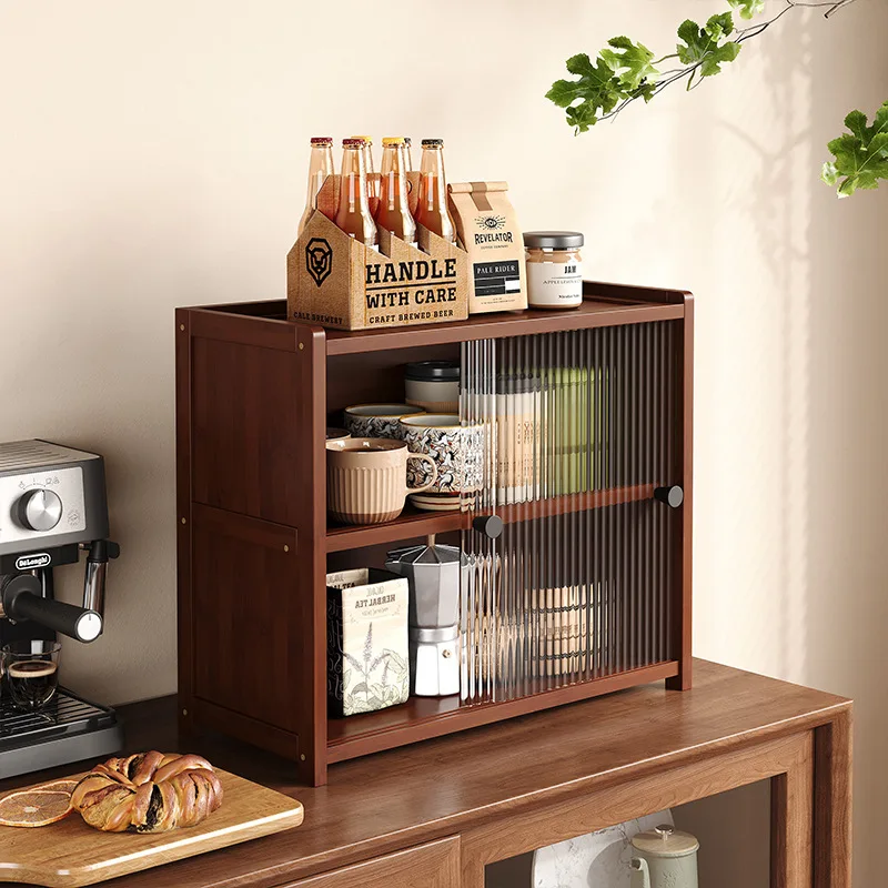 40/50Cm Multi-layer Desktop Storage Cabinet Dust Rack Table Water Cup Tea Set Organizer Living Room Home Decor Kitchen Storage
