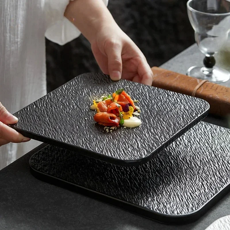 8/10 inch Stone pattern flat plate Creative Nordic Ceramic dinner plate Classic Matte Sushi dessert tableware Western Restaurant