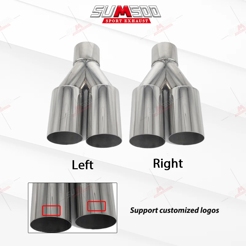 1 قطعة المزدوج الفضة الفولاذ المقاوم للصدأ اكسسوارات السيارات العالمي السيارات السيارات العادم تلميح أنبوب نهاية مزدوجة للديكور المعدل