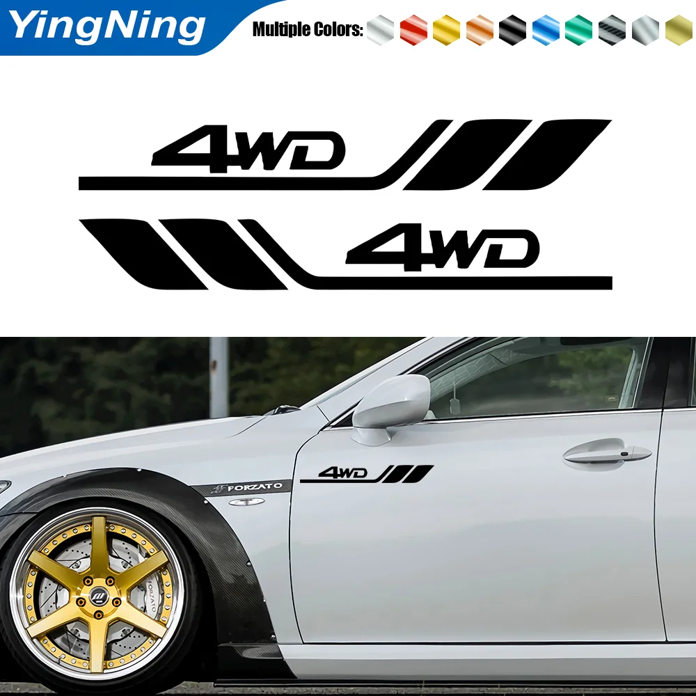 

2pcs Car Small Sticker For Toyota 4WD Vinyl Car Body Creative Car Fender Reflective Leaf Door Decal Sticker Auto Accessories