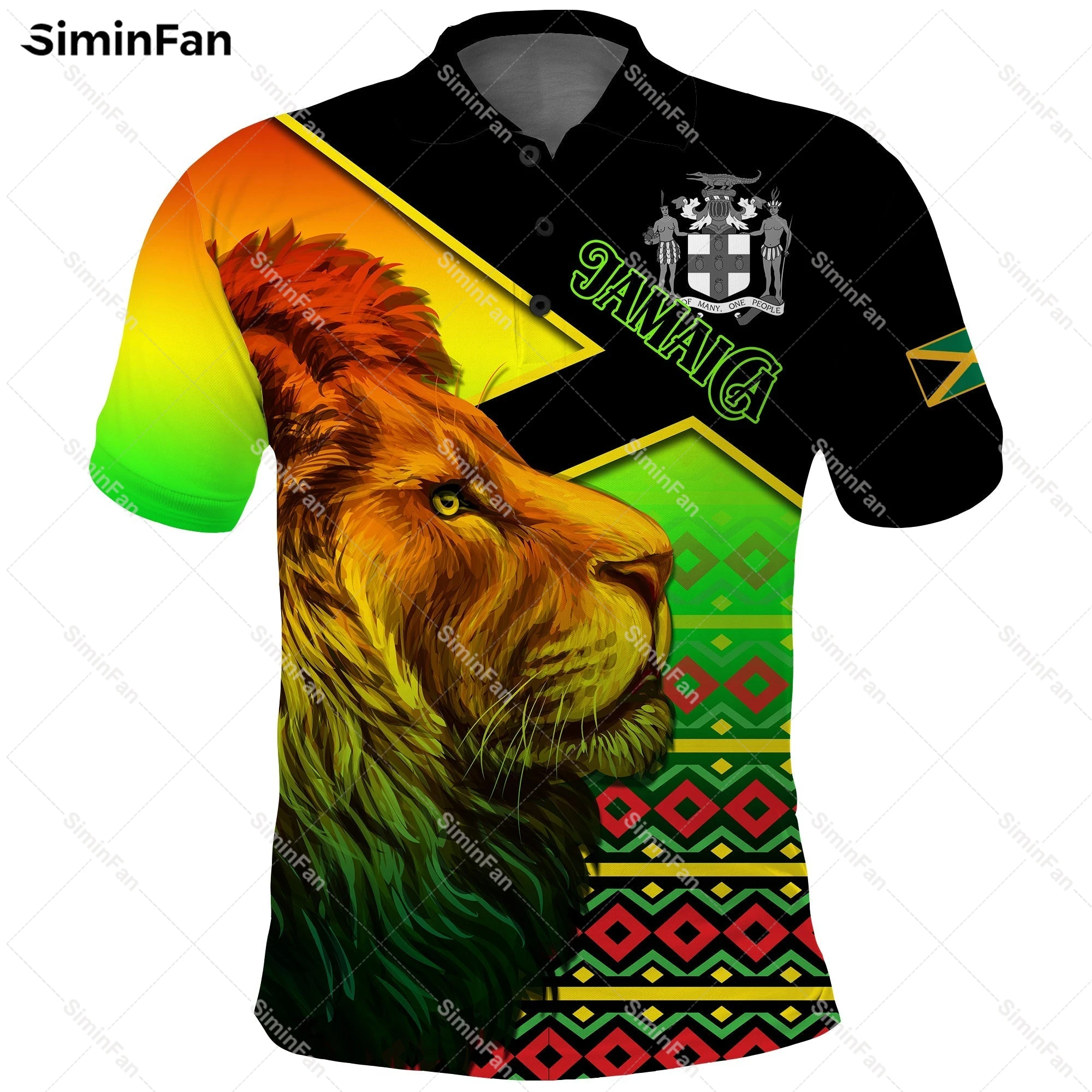 Jamaica Lion Legend 3D All Over Printed Polo Shirts Mens Tennis Tshirt Summer Turndown Collar Tee Unisex Female Women Tops-1