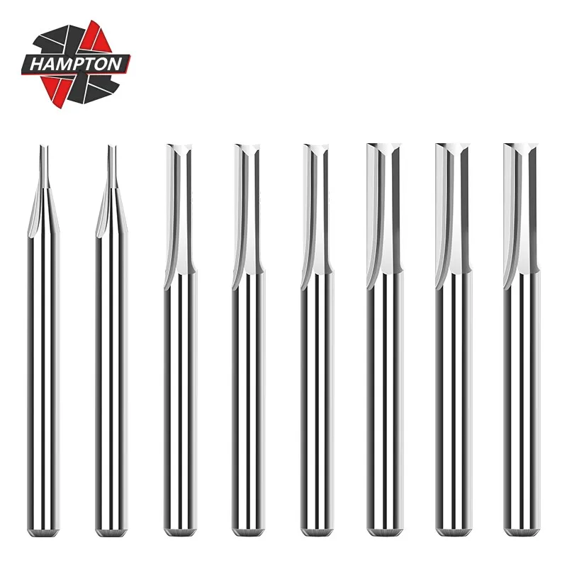 HAMPTON Carbide End Mill  3.175/4/6/8/10/12mm Shank 2 Flute Straight End Mill Carbide CNC Router Bit Engraving Bit  