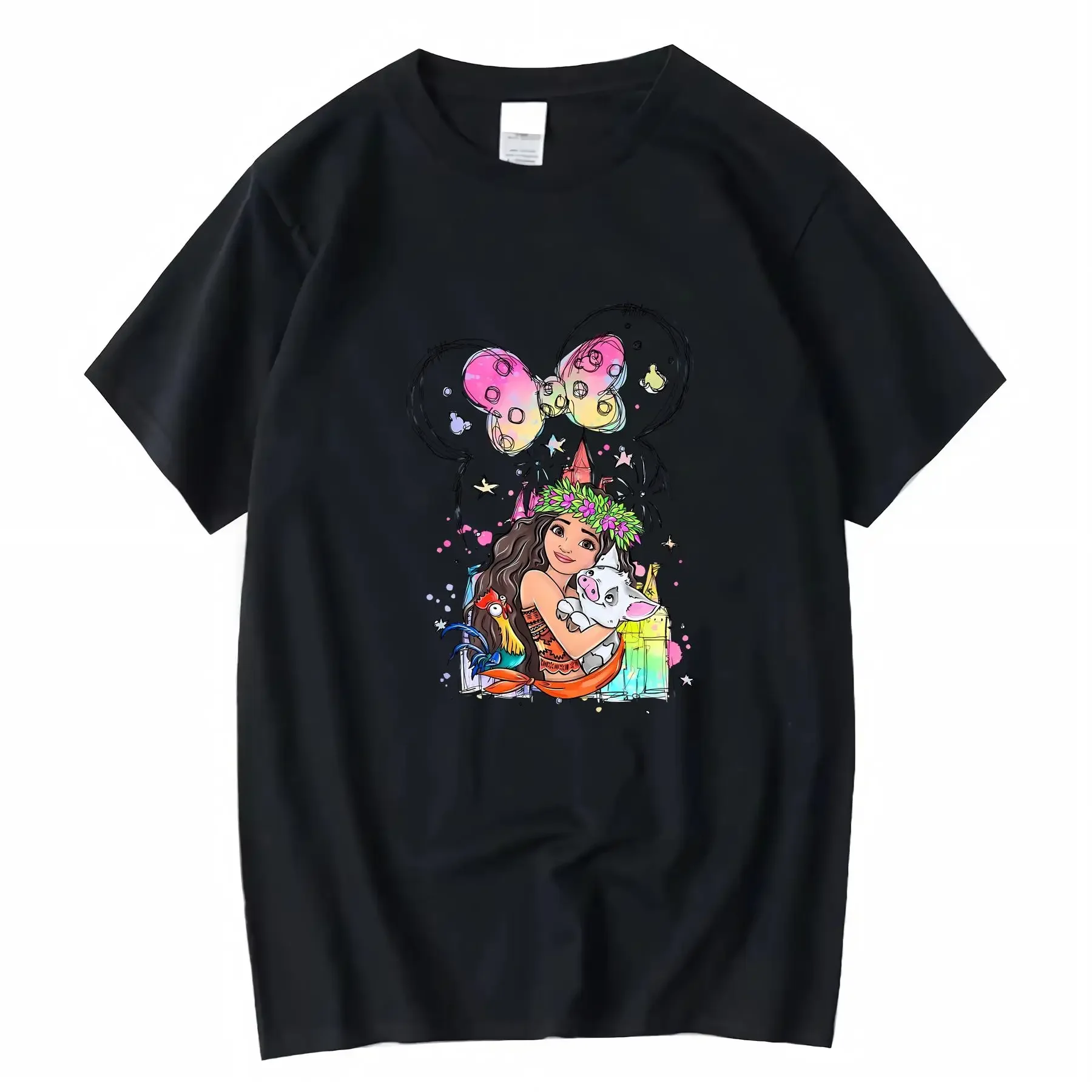 

Disney Princess Moana Characters 100 Cotton Crew Neck T shirt Suitable for All Seasons Ages vintage Washed Slightly Stretched