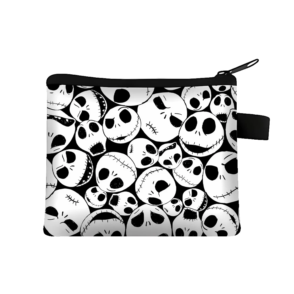 Disney The Nightmare Before Christmas Jack Skellington Coin Purse Cartoon Anime Printed Storage Bags Mini Square Zippered Bag