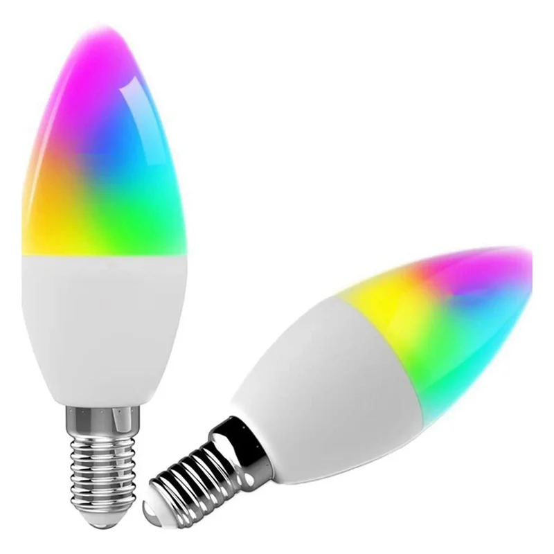 ABMF-Tuya E14 Smart Bulb Dimmable Five-Way Spiral Candle Bulb Wifi RGB Bulb Remote Control And Voice Control 7W