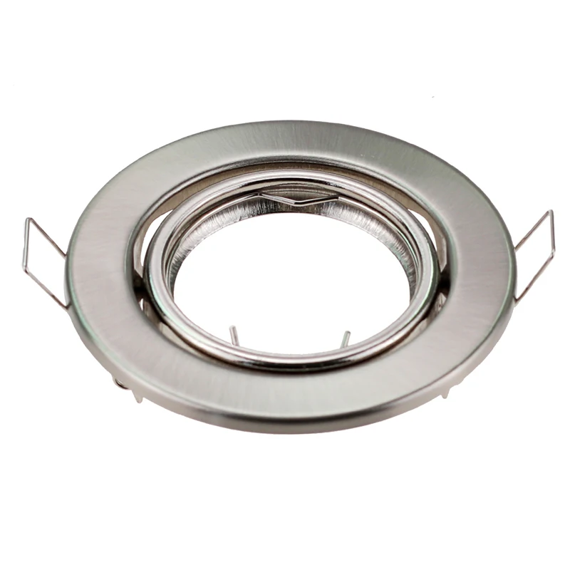 Round Nickel Recessed LED Ceiling Light Adjustable Frame MR16 GU10 Bulb Fixture Downlight Holder