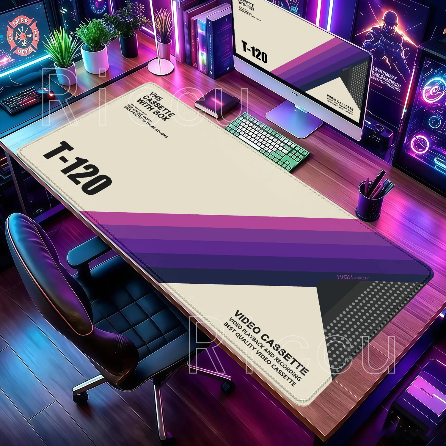 Retro Gaming Keyboard And Mouse - Mauspad HD-Druck Retro VHS-Stil XXL Computer