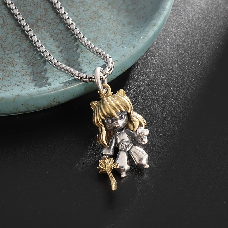 Fashionable and Trendy Cartoon Character Dog Demon Yaksha Pendant Couple Necklace Pendant