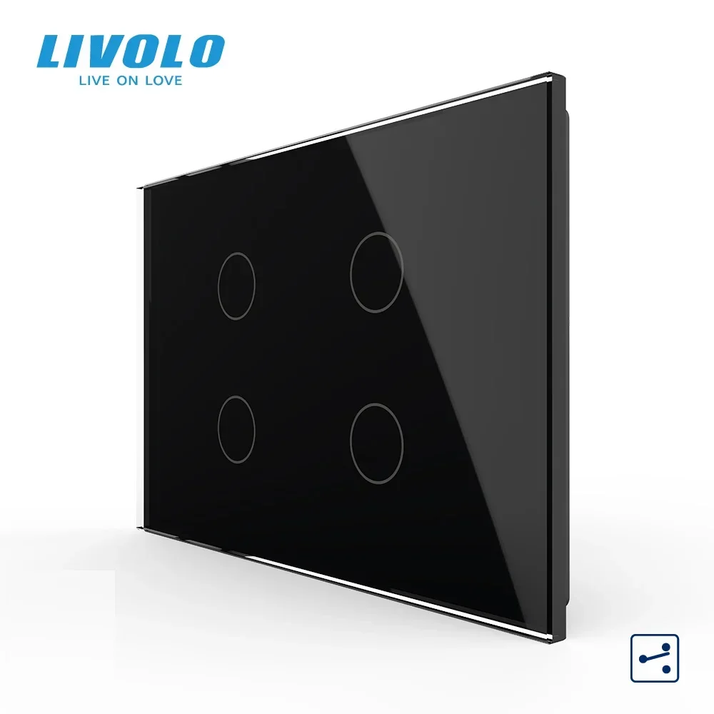 

Стандартный сенсорный переключатель Livolo США/Австралии, панель из белого хрустального стекла, 4-позиционный сенсорный выключатель управления, VL-C904S-11,