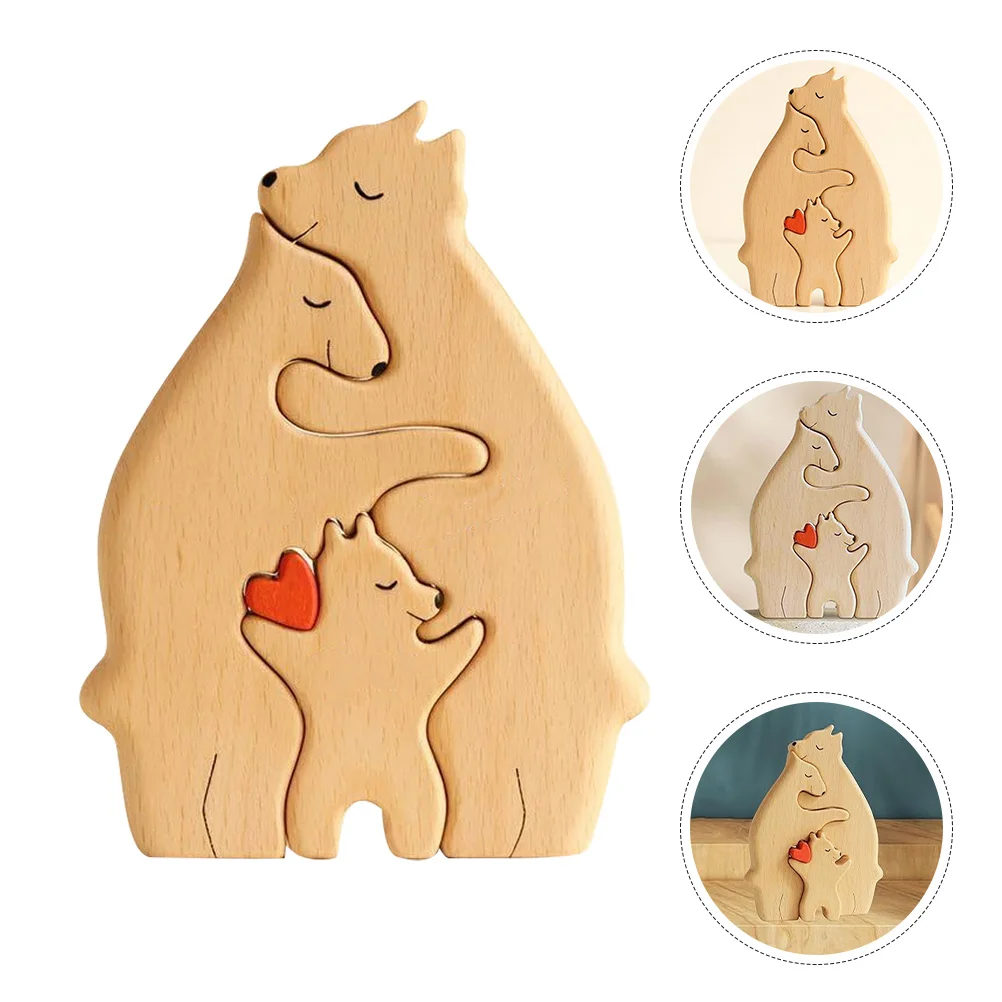 ชุดจิ๊กซอว์ไม้ ของตกแต่งบ้าน เกมสำหรับเด็กผู้หญิง ไม้สน ของประดับตกแต่งบนโต๊ะทำงาน สีเบจ CIYODO