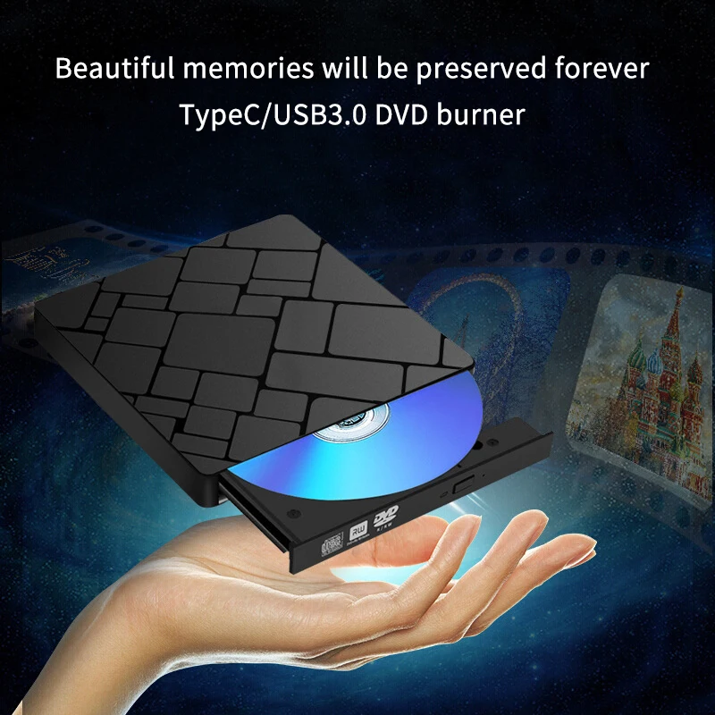 【U】TypeC+USB 3.0 محرك بلو راي خارجي CD24X أدوات محرك عالية السرعة ومحول كاتب حرق DVD CD خارجي A3Y9 #3