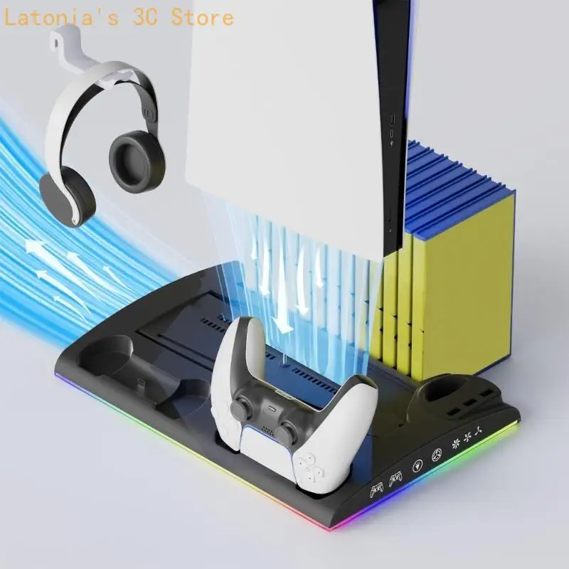 

X3UB Stand for Console with Light Game Cartridge Slot Controller Charging Dock