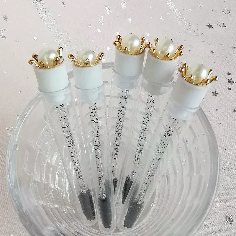 1 個再利用可能なパールクラウンメイクブラシチューブまつげブラシマスカラブラシまつげブラシチューブ