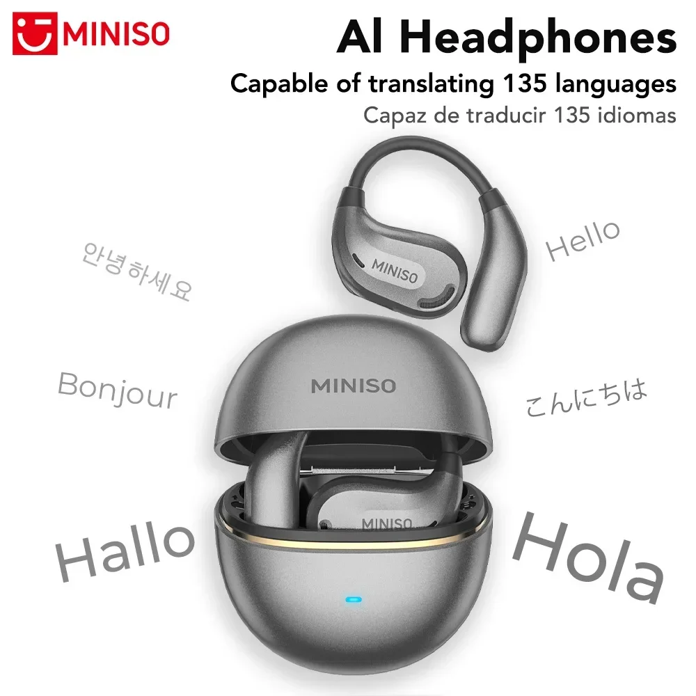 MINISO MS209 Bluetooth Earphones AI Wireless Headphones OWS with Mic Noise Reduction Earhooks Translator Earbuds Low Latency