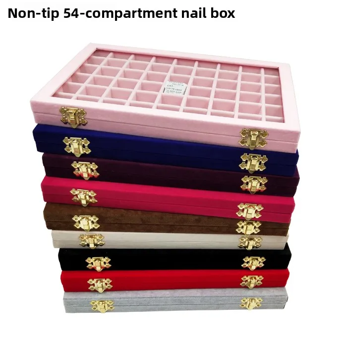 Velvet Large Jewelry Box Nail Art Decoration Display Box with Glass Lid Jewelry Small Accessories Storage Box Fashionable Sto...