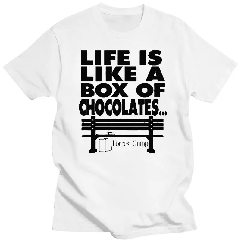 LIFE IS LIKE A BOX OF CHOCOLATES.. FOREST GUMP T-Shirt Cotton Humorous Cotton Tee Shirt