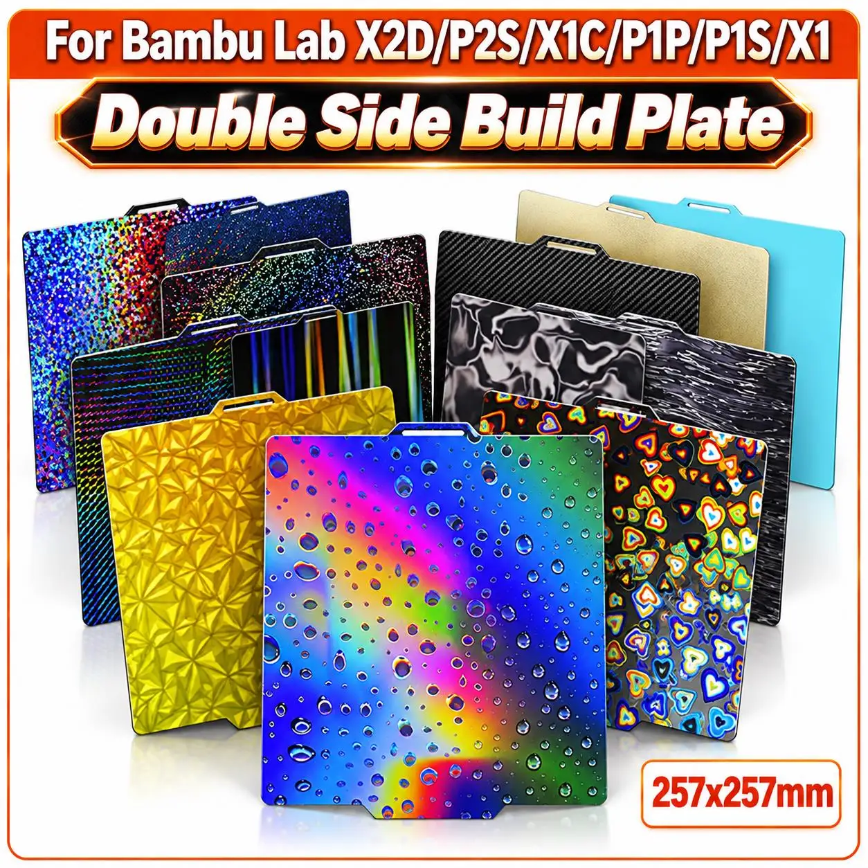 Spring Steel Build Plate for Bambu Lab A1 Textured Smooth PEI Sheet PEO PET for Bambulab X1C P1P P1S P2S X2D X1 3D Printer bed