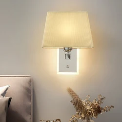 Lampada da parete in tessuto classico americano a LED lampada da parete retrò rurale da comodino per camera da letto dell'hotel cinese lampada da corridoio per camera da letto d'ingresso della casa