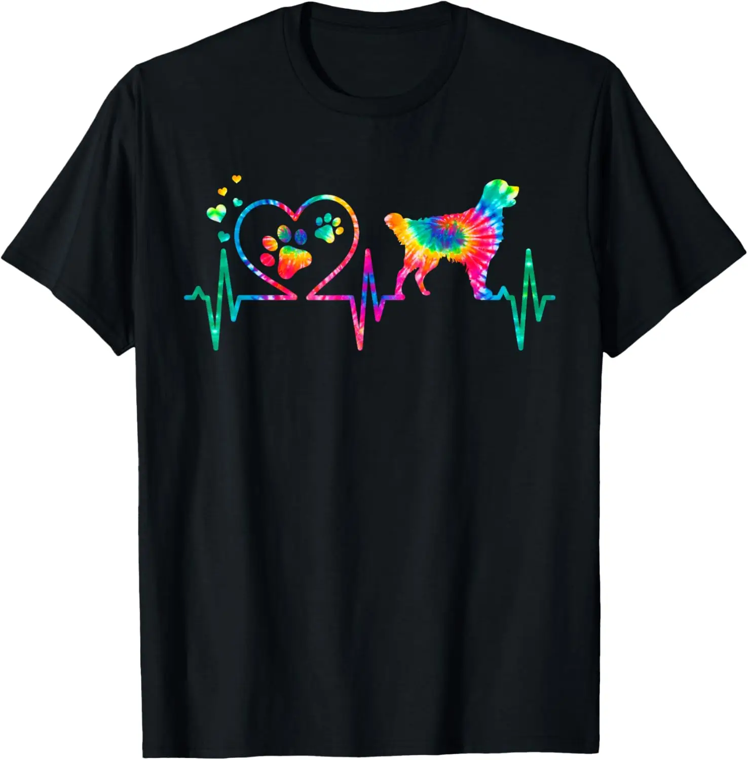 

Golden Retriever Mom Dad Heartbeat Tie Dye Dog Gift T-Shirt