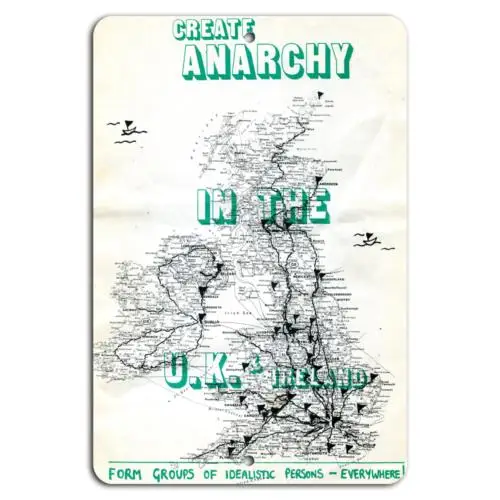 Create Anarchy: UK & Ireland Revolution Map Metal Sign  -aluminum